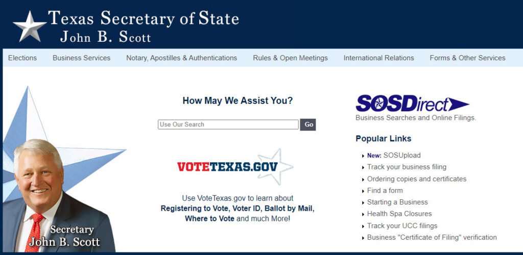 Sosdirect Filing Status Starting a Business in Texas - ARA Government Services, LLC